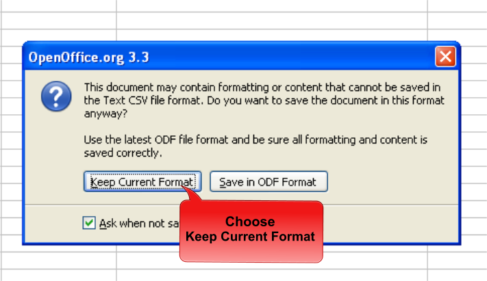 shows save as .csv file type